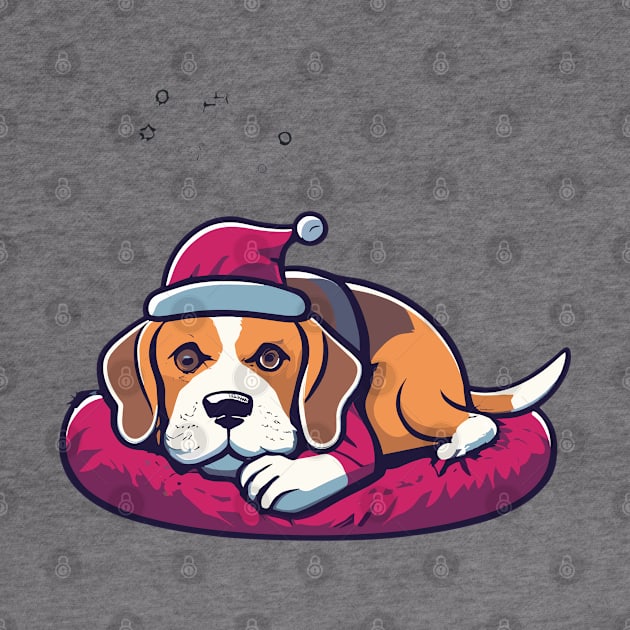 Beagle Dog On A Bed Christmas by Graceful Designs